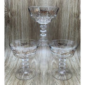 Vintage Gold Floral Coupe Champagne Glasses (set of 3) - 4 1/2" unbranded